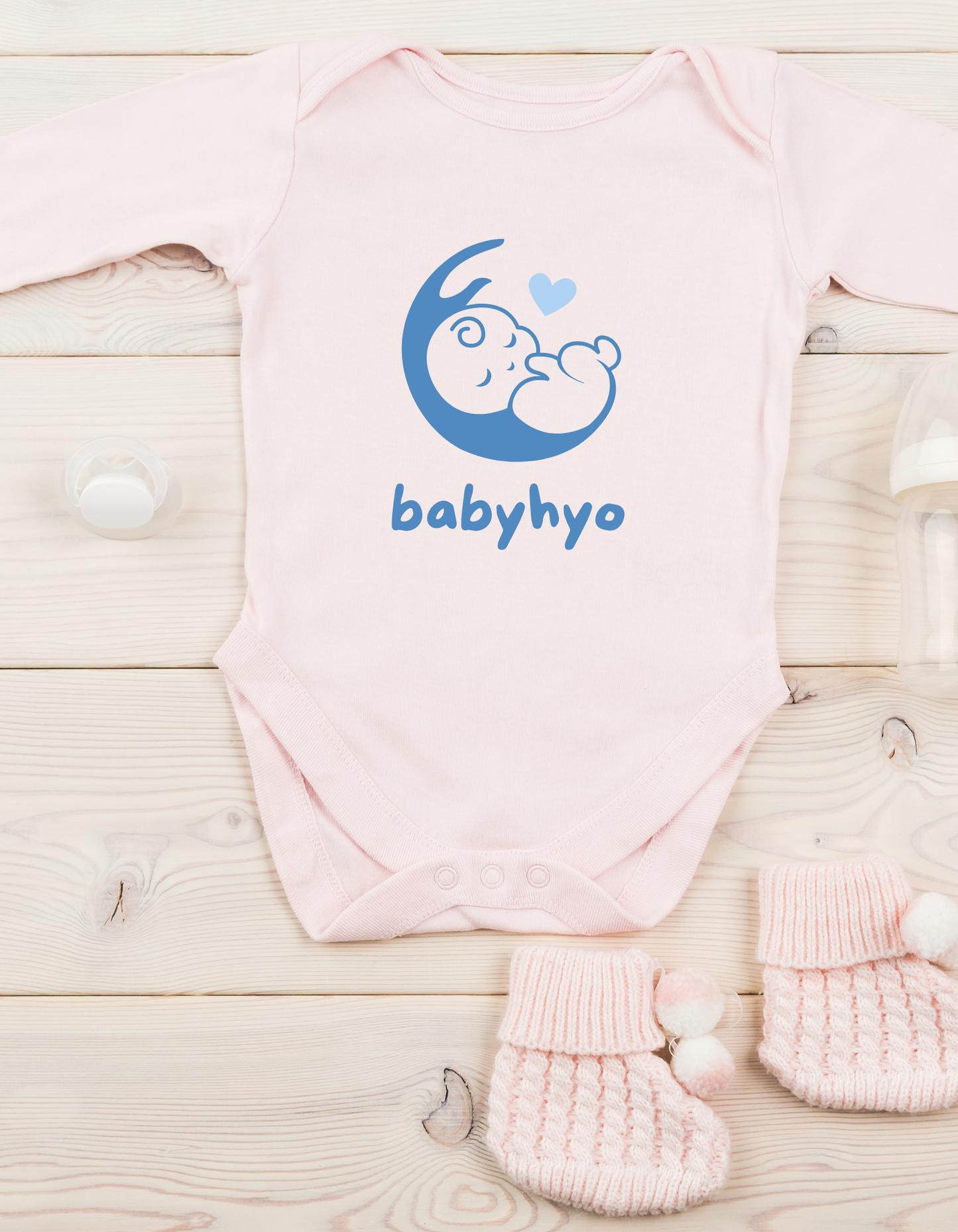 Babyhyo Soft Cotton Baby Bodysuit – Long Sleeve Newborn Onesie (Pink)